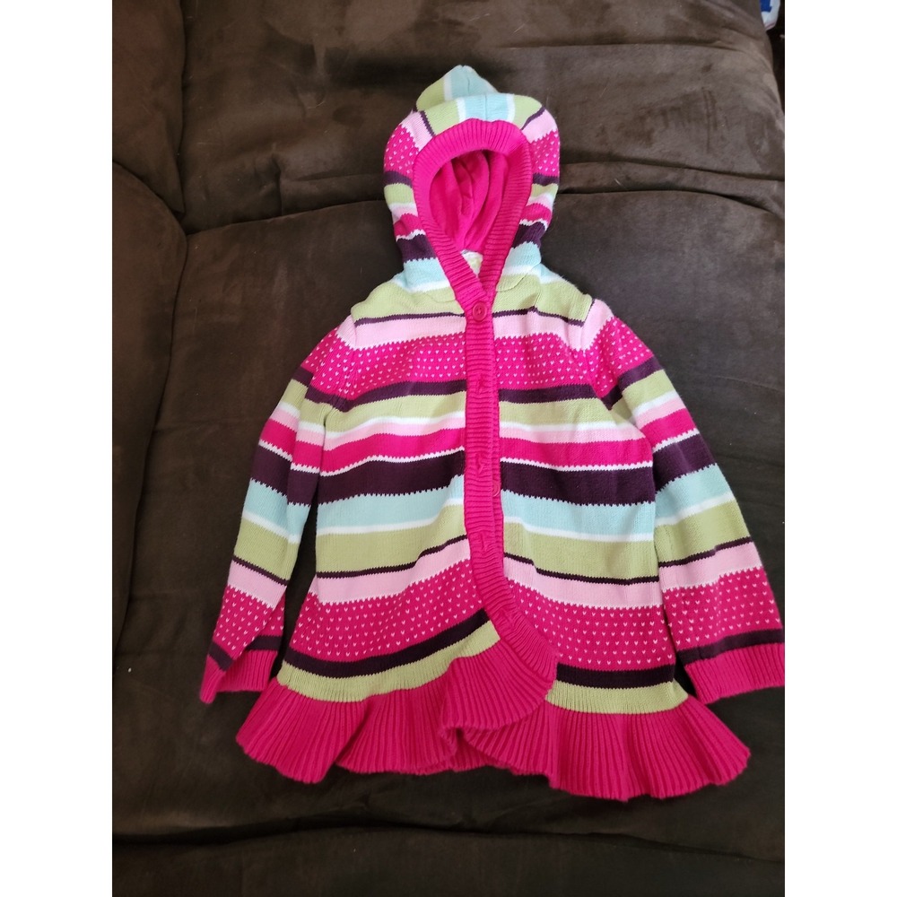 Crazy 8 pocketful ofโ petals striped hooded sweater size 2 years 2t